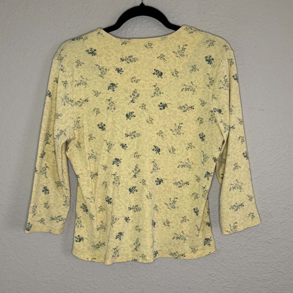 Vintage Sonoma Womens Medium Top Yellow Ditsy Floral Dainty Soft Girl Feminine - Picture 2 of 7